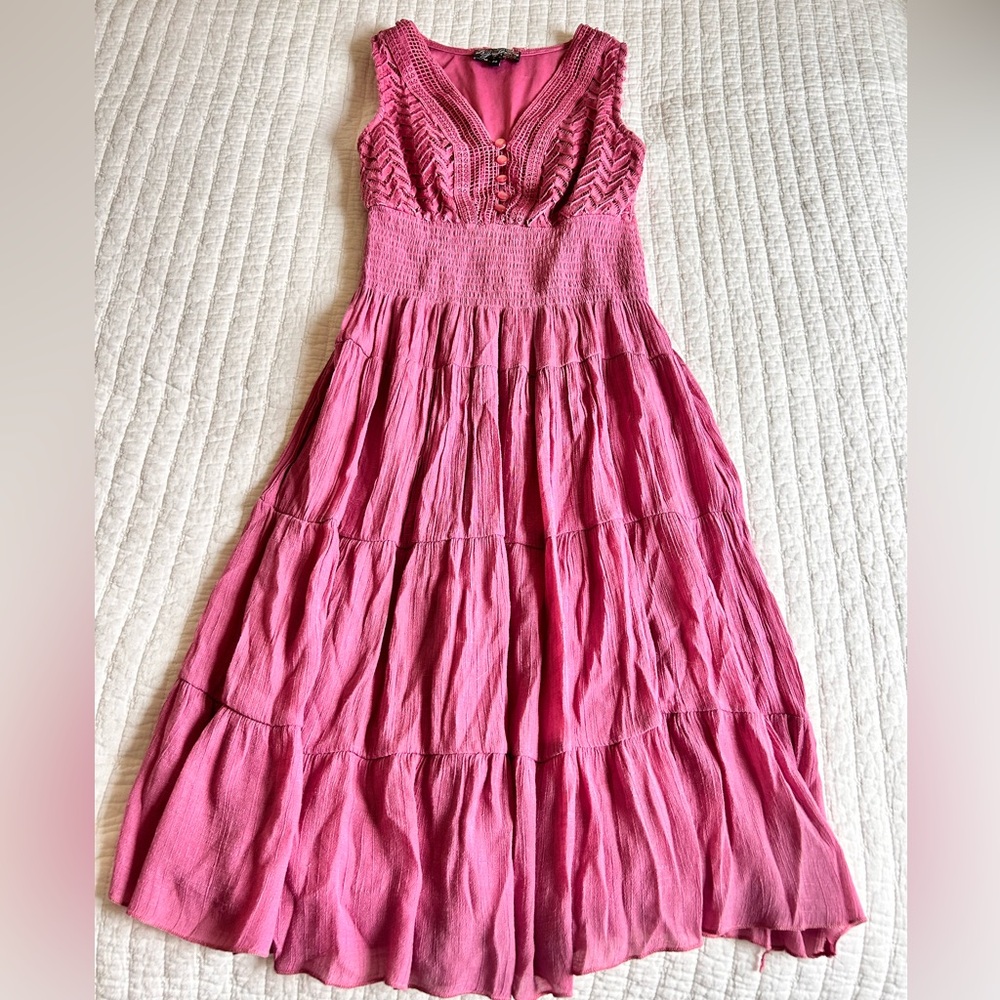 J Gee Pink Boho Lace Maxi Dress
